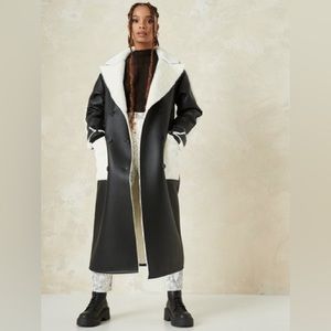 Maxi bonded shearling jacket size 6 misguided